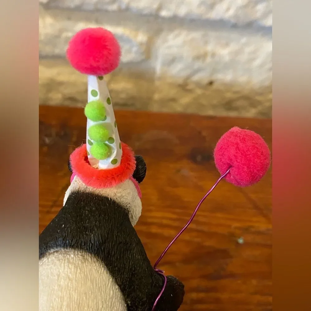 Panda Party Cake Topper Whimsical Boho Cute Party Hat and Balloon